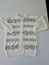 Ladies Cardigan Knitted 100% Acrylic Button Front White Mix 6780