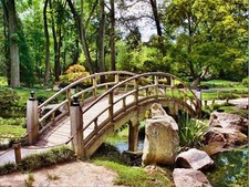 Landscape Japanese Garden Bridge Tranquil Poster Art Print 30X40 Cm Bb3078B