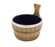 Edwardian Sterling Silver Lined Royal Doulton Stoneware Butter Dish Antique 1909