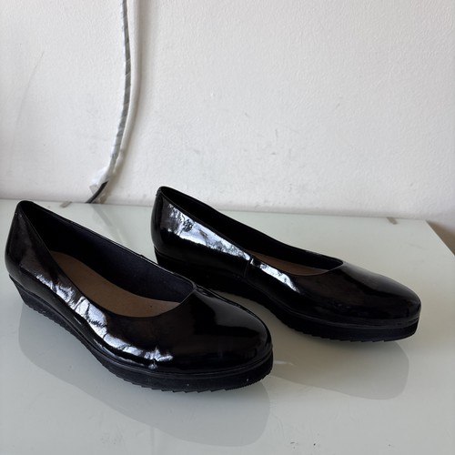 Clarks black patent wedge - black,