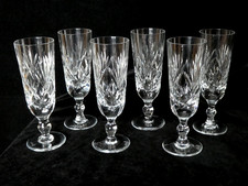 6 Royal Brierley Cut Crystal Glass  Braemar  Short Stem Champagne Flutes 6 7/8"