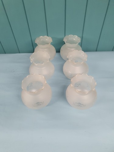 Six edwardian glass shades - six,