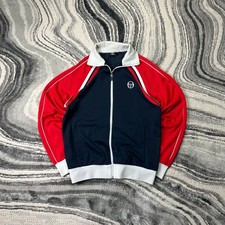 VTG Sergio Tacchini Ghibli Full Zip Sz Large Navy Red Funnel Neck Track Jacket