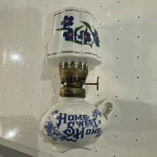 Vintage Mini Minature Blue/White Oil Lamp Tea Pot Vintage Made In Japan Porclein