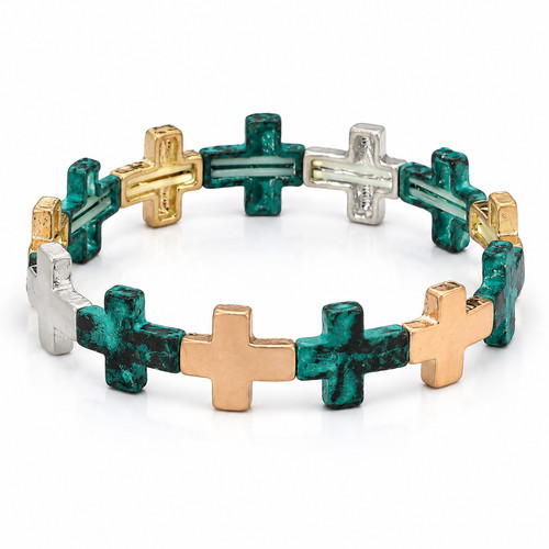 Western patina cross stretch - western,