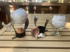 pair of Spring Switzerland Copper #71 brandy warmers snifter stove glass whiskey