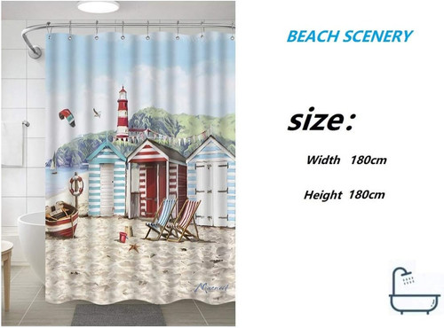 Beach hut shower curtain - beach,