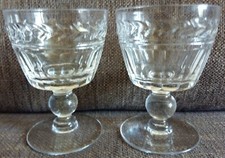 Stuart Crystal Vintage Lead Crystal Sherry Glasses x 2 (8.5cm x 6.5cm)
