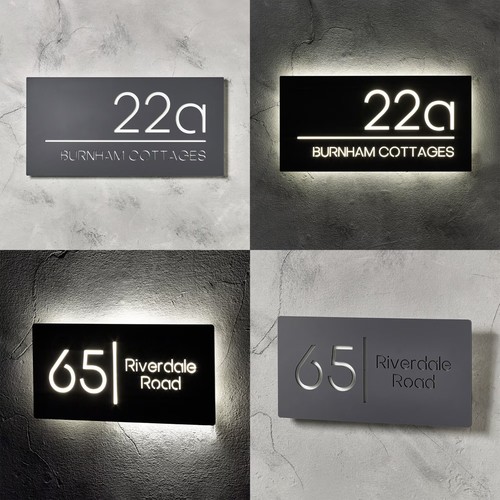 Illuminated led house sign - illuminated,