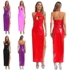 UK Women Wet Look PVC Leather