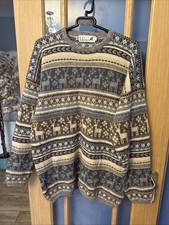 Tulchan  Pure New Wool Christmas Reindeer  Fair Isle Jumper Large Unisex