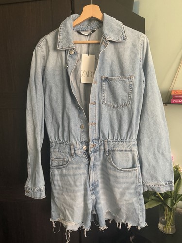 Zara denim utility playsuit - denim,
