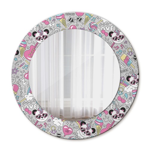 Ornate round mirror - mirror, with