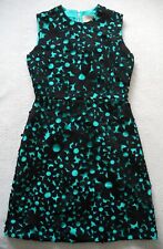 Roksanda Ilincic Floral Cut Black Shell & Silk Aqua Green Fit Flare Dress UK 10