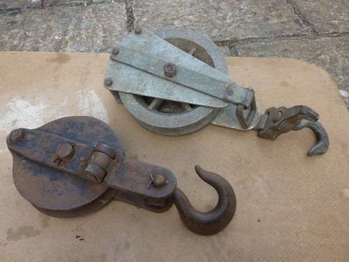 Vintage antique gantry pulley - vintage,