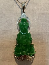 Real Silver/ Jade Buddha Pendant