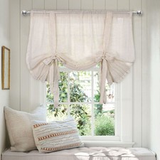 Tie Up Valance Sheer Curtains