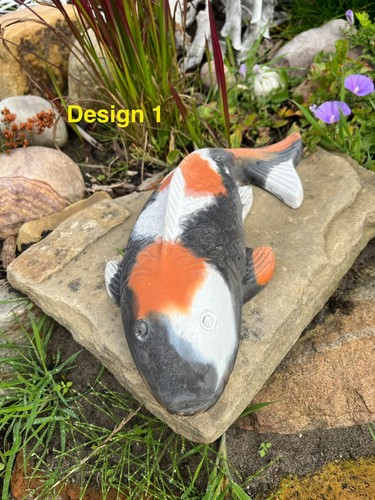 Large hand cast stone - koi, carp
