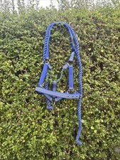 Full Size Horse Headcollar and Lead Rope Roma Blue