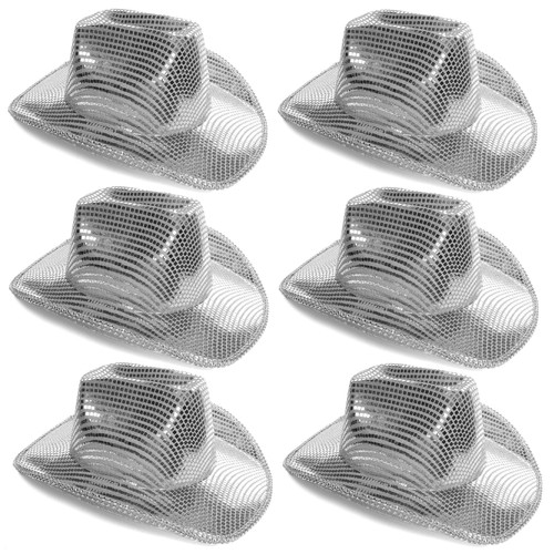 Silver cowboy mirrorball hat - silver,