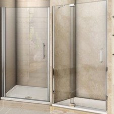 Frameless Pivot Shower Door Enclosure Hinges Cubicle 6-8mm Bathroom Glass Screen