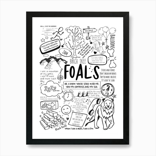Foals doodle lyrics art print - foals,