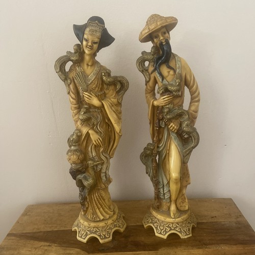 Pair tall hand decorated - tall,
