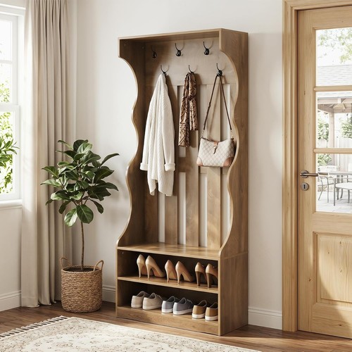 Coat rack with shoe - with,