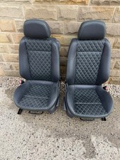 Vauxhall Astra H Mk5 Van Front Leather Black Seats With Green Diamond Stitching