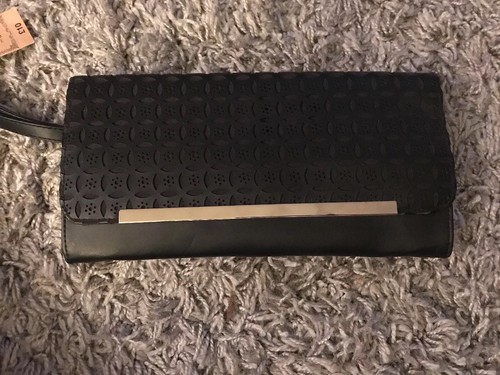 Black faux leather clutch - black, bag