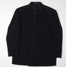 Pierre Balmain Men's Black Double-Breasted Blazer 42R