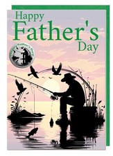 Fishing Fathers Day Card With Badge For Dad Stepdad Grandad Gramps Pops