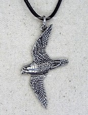 Peregrine Falcon Hunting Bird Pendant (Silver Pewter Necklace)