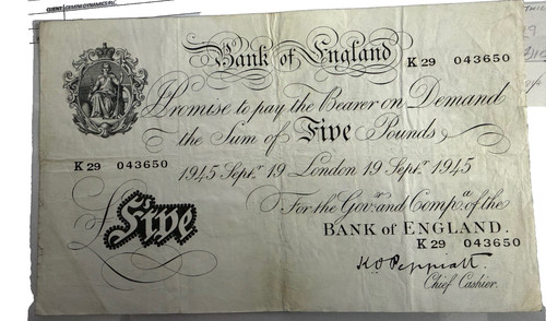 Bank england white 5 - white, note