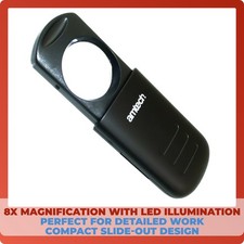Slim Pocket LED Light Magnifying Glass x8 Magnifier For Hobbyists Map Reading