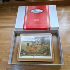 Pimpernel 6 + 2 Place Mats Game Birds Original Box Gamekeeper Snipe Woodcock 