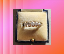 Victorian Antique Old Cut 5 Diamond 18ct Gold Eternity Ring, Christmas