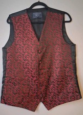 Mens Lloyd Attree And Smith Medium WAISTCOAT RBLACK AND RED