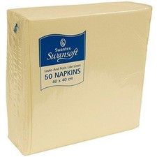 Cream Napkins Linen Feel Serviettes  Disposable  Recyclable 40cm - Swansoft 1x50