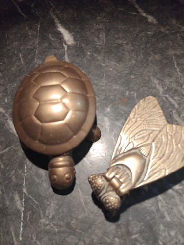 Brass turtle trinket box and - turtle,