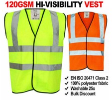 Hi Viz Safety Vest Waistcoat High Vis Visibility Reflective Yellow Orange Jacket