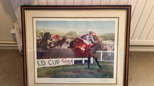 Horse racing print chasing - horse,