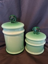 Vintage Carlo Morreti Green Apothecary Jars ￼