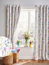 PAIR Laura Ashley WILD MEADOW MULTI Blackout Lined Eyelet Curtains W228DROP182CM