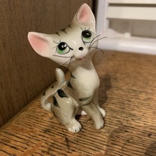 Vintage ceramic striped tabby - vintage,