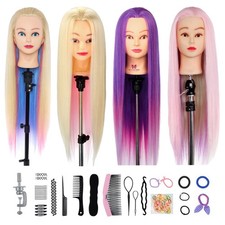 24''-28'' Long Hair Training Head Cosmetology Styling Mannequin Doll With Clamp