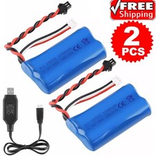 2x 7.4V 1500mAh Li-Ion Battery With Charging Cable For RC Car Truck Boat Models