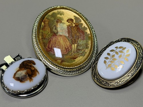 Vintage scarf clips - scarf, lot