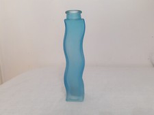 Decorative Light Blue Glass Bottle Wavy Wave Bendy Style Bottle No Lid