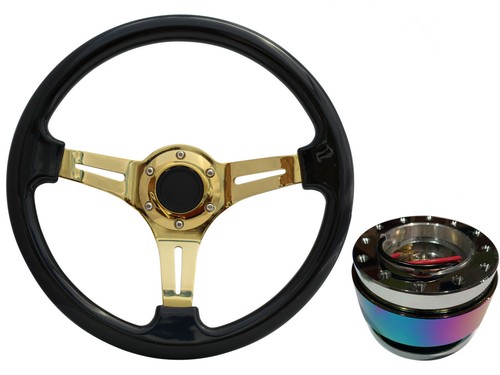 Black gold steering wheel - black, ts